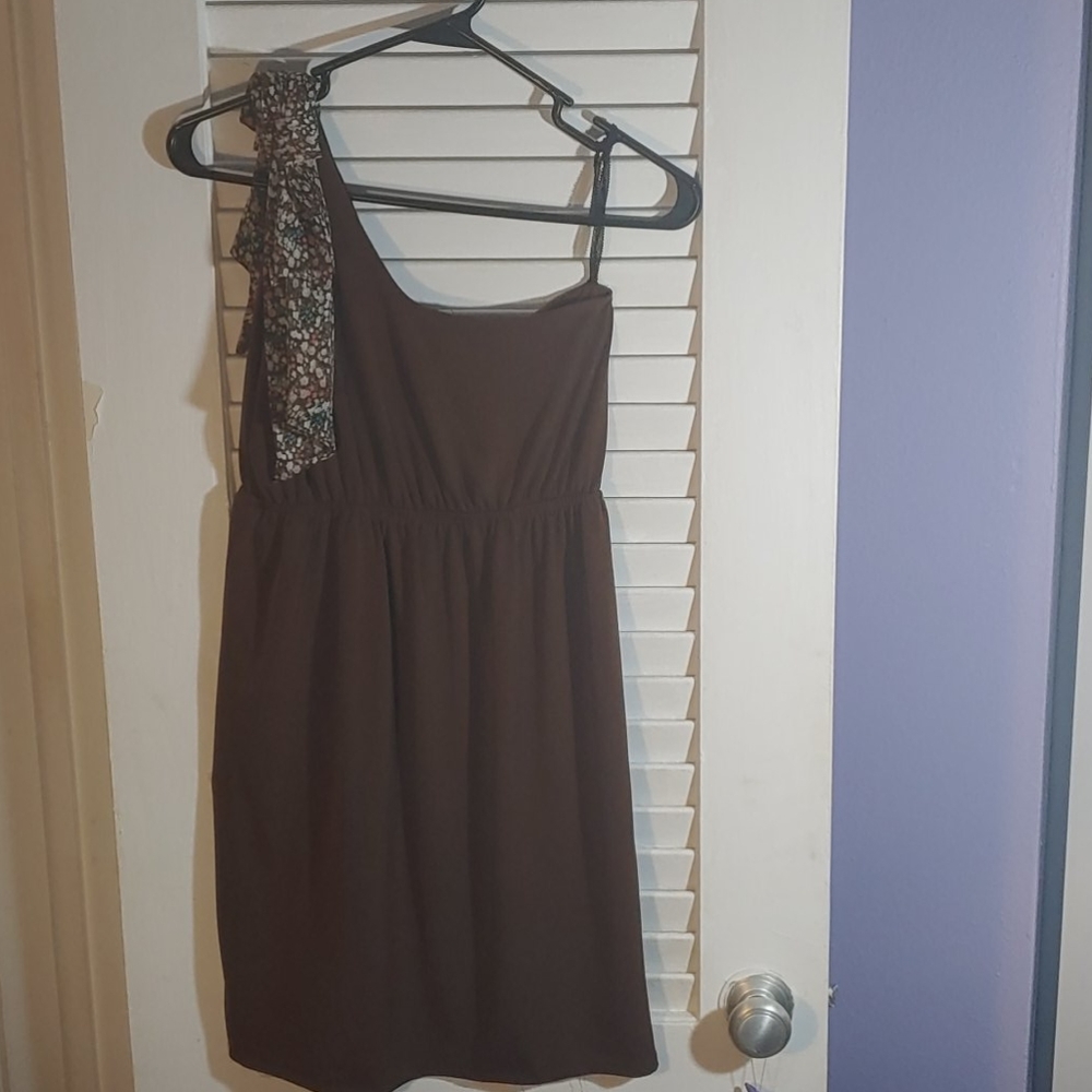 Brown one shoulder Judith March dress